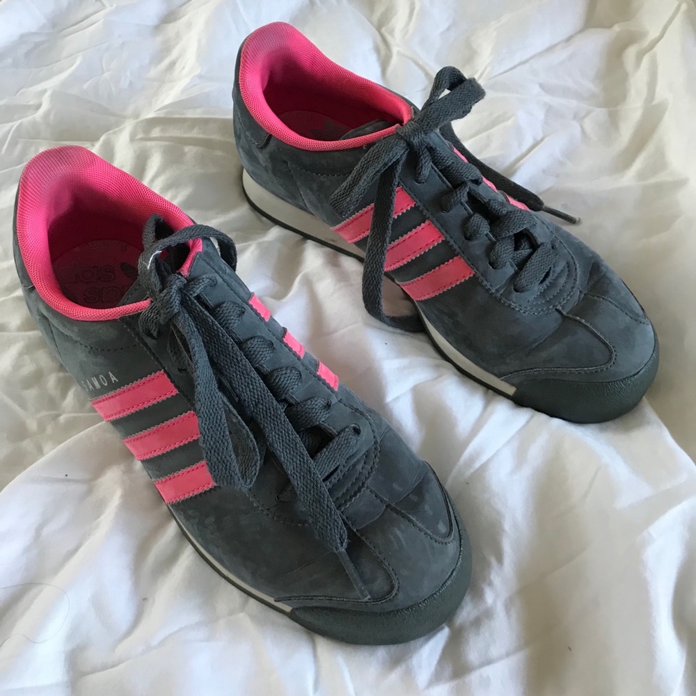 Pink & Grey Adidas Samoa Shoes